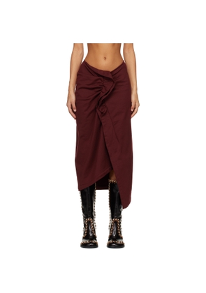 Dries Van Noten Red Ruffled Cotton Midi Skirt