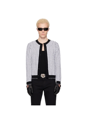 Ernest W. Baker White & Black Check Boucle Cardigan