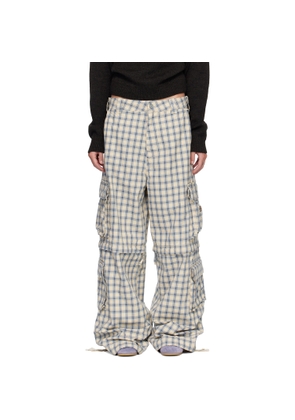 ERL Beige & Blue Zip-Off Plaid Cargo Pants
