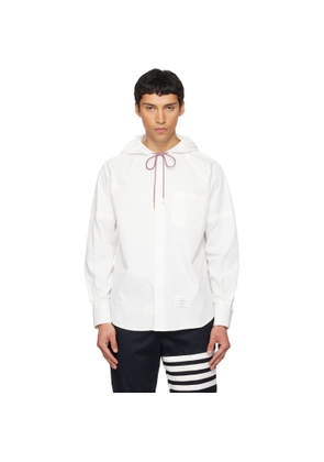 Thom Browne White Hooded Nylon Armband Shirt Jacket