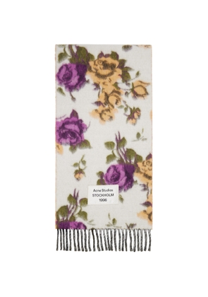 Acne Studios White & Purple Fringed Wool Scarf