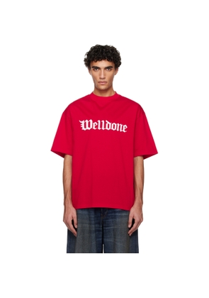 We11done Red Gothic Logo T-shirt