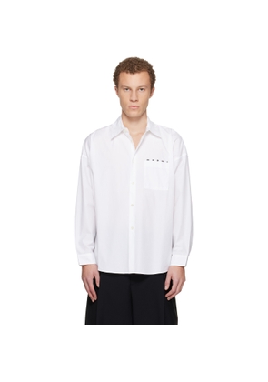Marni White Peeping Marni Logo Organic Poplin Shirt