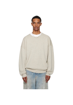 Fear of God ESSENTIALS Beige Merino Long Sleeve Crewneck Sweater