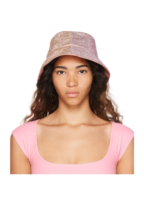 KARA Pink Crystal Mesh Bucket Hat