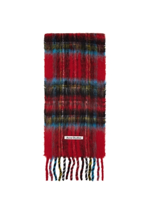 Acne Studios Red & Blue Mohair Check Scarf