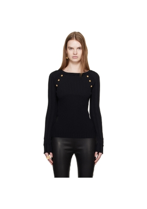 BALMAIN Black Knit Buttons Sweater