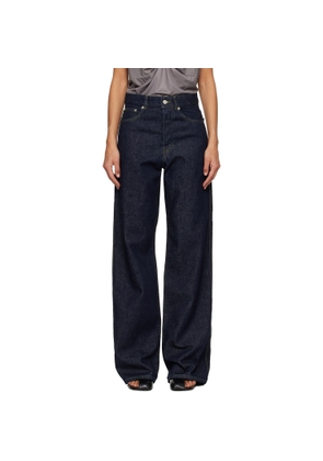Dries Van Noten Blue Leather Patch Jeans