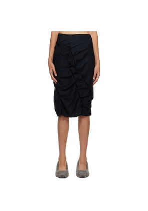 Rui Black Ruched Midi Skirt