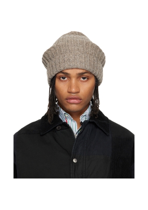 Maison Margiela Taupe Rib-Knit Beanie