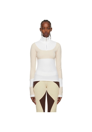Kijun White & Beige Half-Zip Sweater