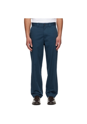 BOSS Navy Straight-Fit Cotton-Blend Twill Trousers