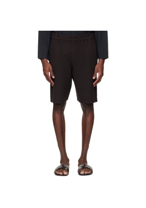HOMME PLISSÉ ISSEY MIYAKE Brown Rustic Knit Shorts