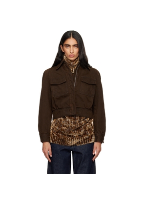 Dries Van Noten Brown Faded Denim Jacket