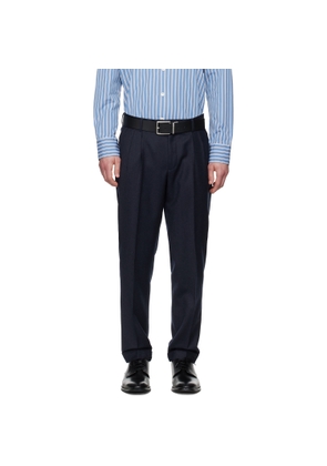 BOSS Navy Wool Flannel Trousers