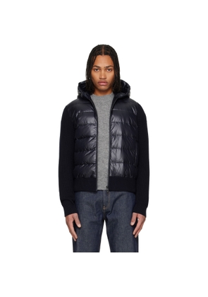 Moncler Navy Padded Wool Zip-Up Down Jacket