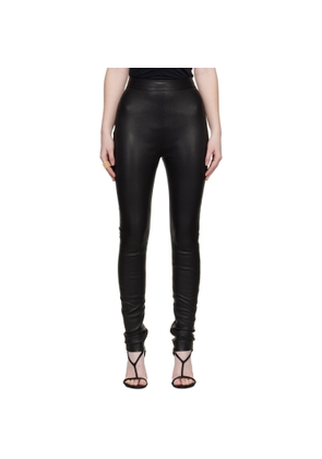 BALMAIN Black Zipped Lambskin Leggings