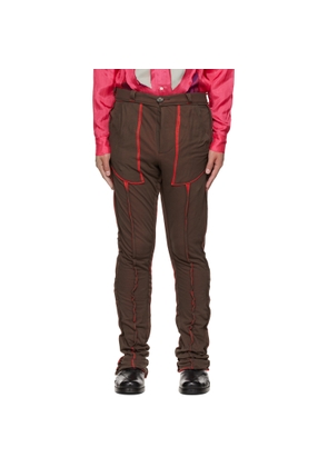 Edward Cuming Brown & Red Paneled Trousers