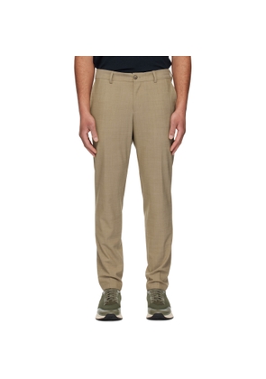 BOSS Beige Washable Slim-Fit Wool Blend Trousers