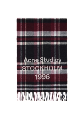 Acne Studios Red & Black Logo Fringe Scarf