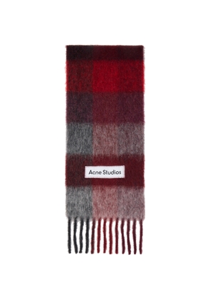Acne Studios Red Mohair Checked Scarf