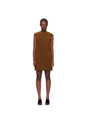 AO YES Brown Cap Sleeve Faux-Suede Minidress