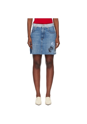 Marni Blue Stone Washed Patches Denim Miniskirt