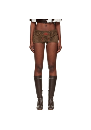 LAURA ANDRASCHKO Brown Lederhosen Suede Shorts
