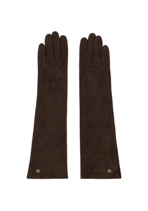 Handsome Stockholm Brown Essentials Long Suede Gloves
