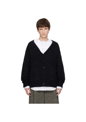 Dries Van Noten Black Alpaca & Merino Wool Cardigan