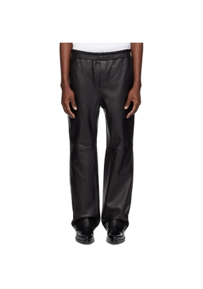 Ernest W. Baker Black Elastic Waist Leather Pants