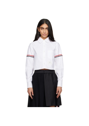 Thom Browne White Oxford Armband Cropped Round Collar Shirt