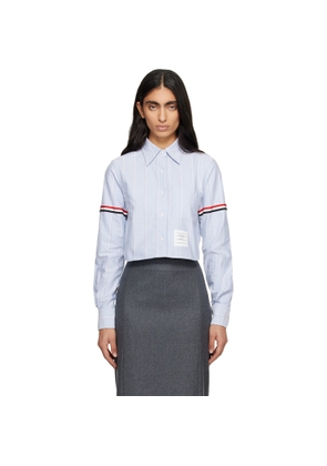 Thom Browne Blue Oxford Armband Cropped Round Collar Shirt