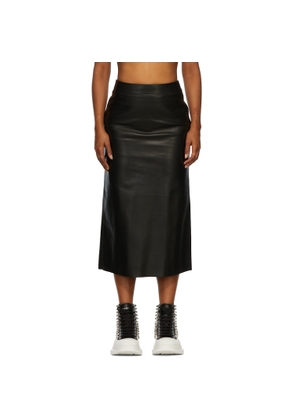 McQueen Black Leather Midi Skirt