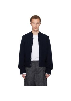 Dries Van Noten Navy Merino Wool Cardigan