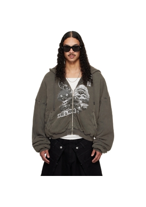 LU'U DAN Gray Wadded Hoodie