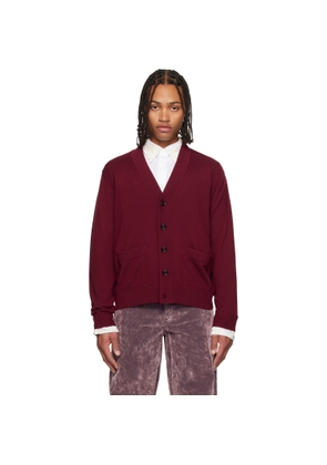 Dries Van Noten Burgundy Merino Wool Cardigan