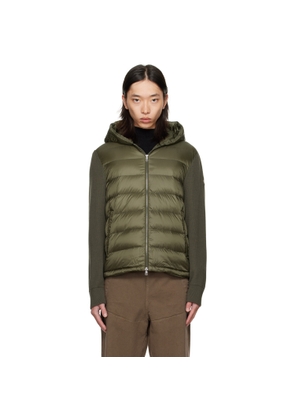Moncler Khaki Padded Wool Zip-Up Down Hoodie