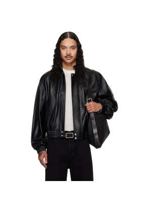 LU'U DAN Black Blouson Leather Jacket