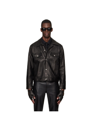 Ernest W. Baker Black Diamond Spread Collar Leather Jacket