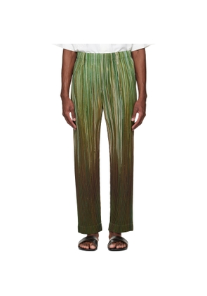 HOMME PLISSÉ ISSEY MIYAKE Green Paint Brush Close-Up Trousers
