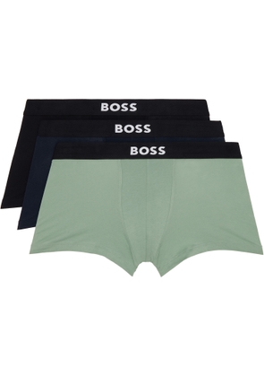 BOSS Three-Pack Multicolor Stretch-Cotton Boxer Briefs