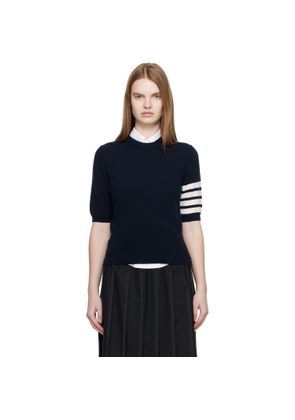 Thom Browne Navy Jersey Intarsia Classic Fit 4-Bar T-shirt