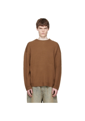 Entire Studios Brown Oversized Knit Crewneck Sweater