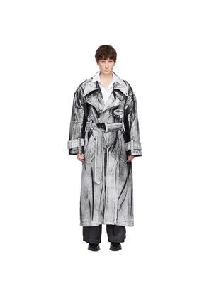 VAQUERA Black & White Painted Workwear Trench Coat