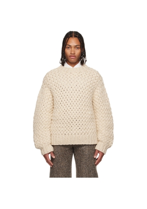 Dries Van Noten Beige Open-Knit Sweater
