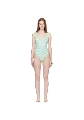 Casablanca Green Wavy Monogram Swimsuit