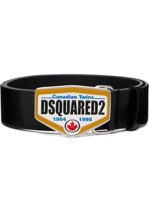 Dsquared2 Black 'Dsquared2' Logo Plaque Belt