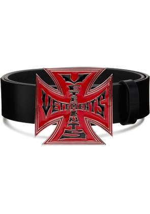 VETEMENTS Black Biker Cross Logo Jumbo Belt