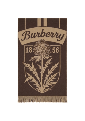 Burberry Brown Thistle Shield Wool Scarf